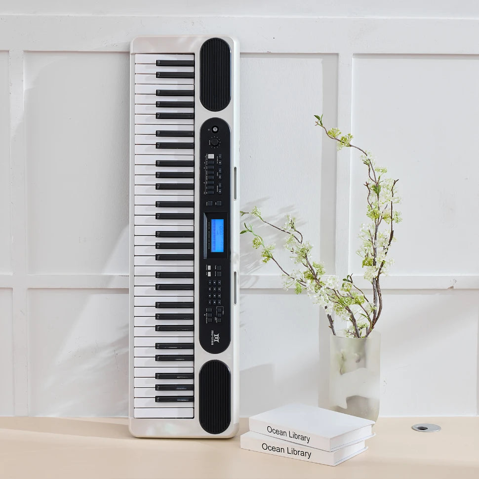 MUSTAR MEK-1200, Smart Piano Keyboard with Lighted Up Keys, 61 Keys Learning Electronic Keyboard, LCD, Gifts