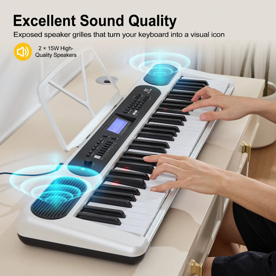 MUSTAR MEK-1200, Smart Piano Keyboard with Lighted Up Keys, 61 Keys Learning Electronic Keyboard, LCD, Gifts
