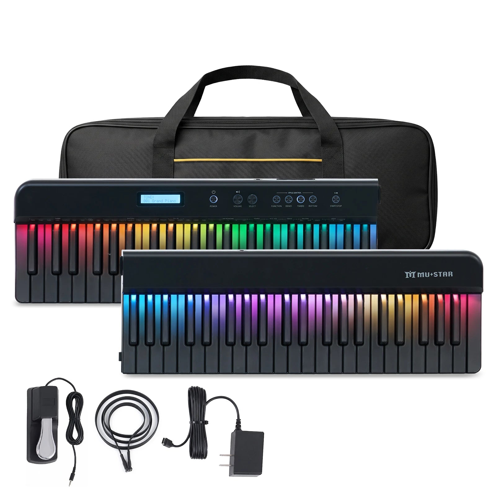 MUSTAR MEP-4000, Portable Smart Piano Keyboard, 88 Keys Rainbow Light, Magnetic Split, Sustain Pedal