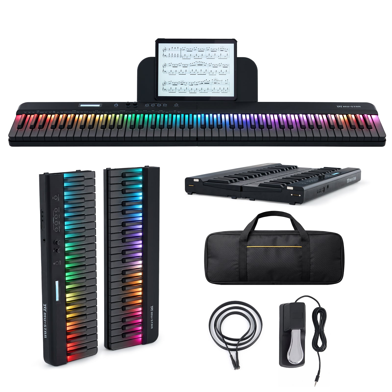 MUSTAR MEP-4000, Digital Piano 88 Keys Electronic Keyboards, Semi Weighted Electric Piano, Lighted up Keys, Sustain Pedal