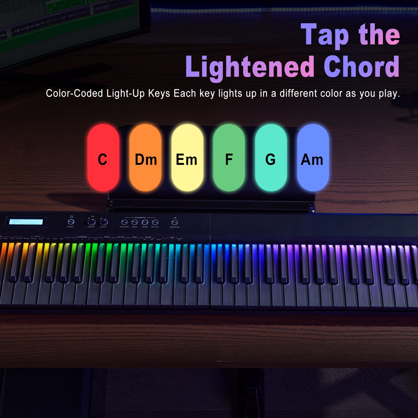 MUSTAR MEP-4000, Digital Piano 88 Keys Electronic Keyboards, Semi Weighted Electric Piano, Lighted up Keys, Sustain Pedal