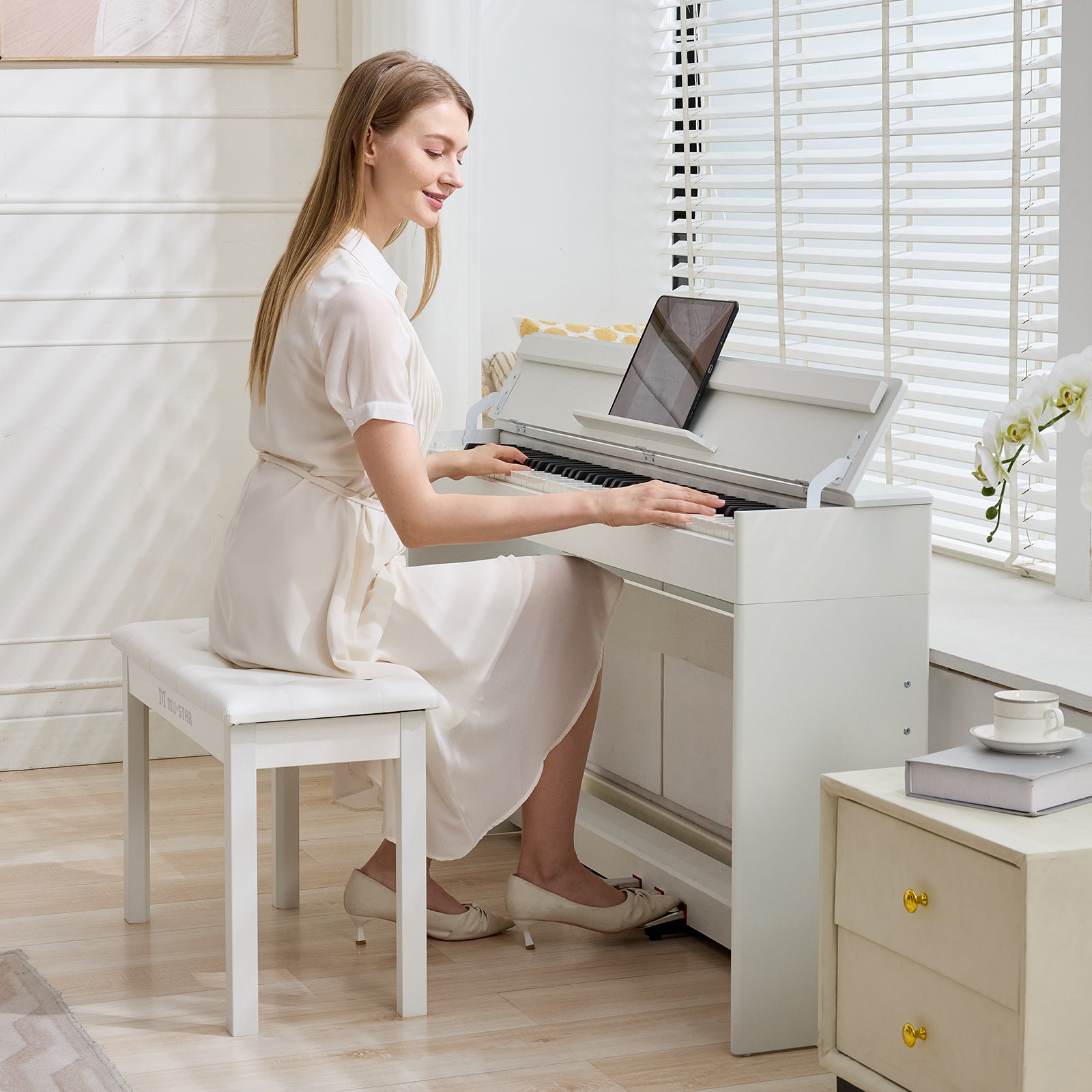 MUSTAR MDP-3300, 88 keys Upright Digital Piano, Fully Weighted Keyboard Piano, FSC Wooden Electronic Keyboards for Beginners