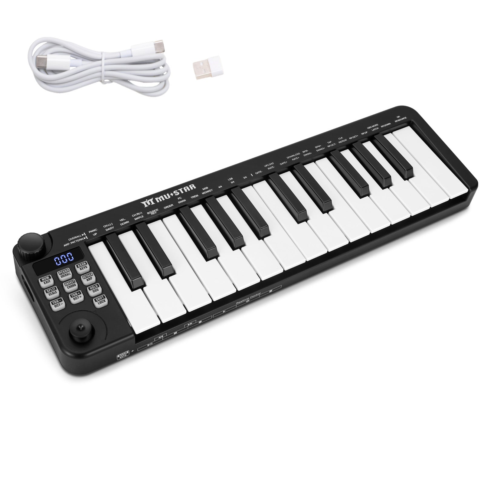Mustar MM-100, Mini MIDI Keyboard, 25 Key MIDI Controller for Beginner with Dual-Channel Keyboard, Knob, Joystick, Built-in MIDI Clock, LED Display