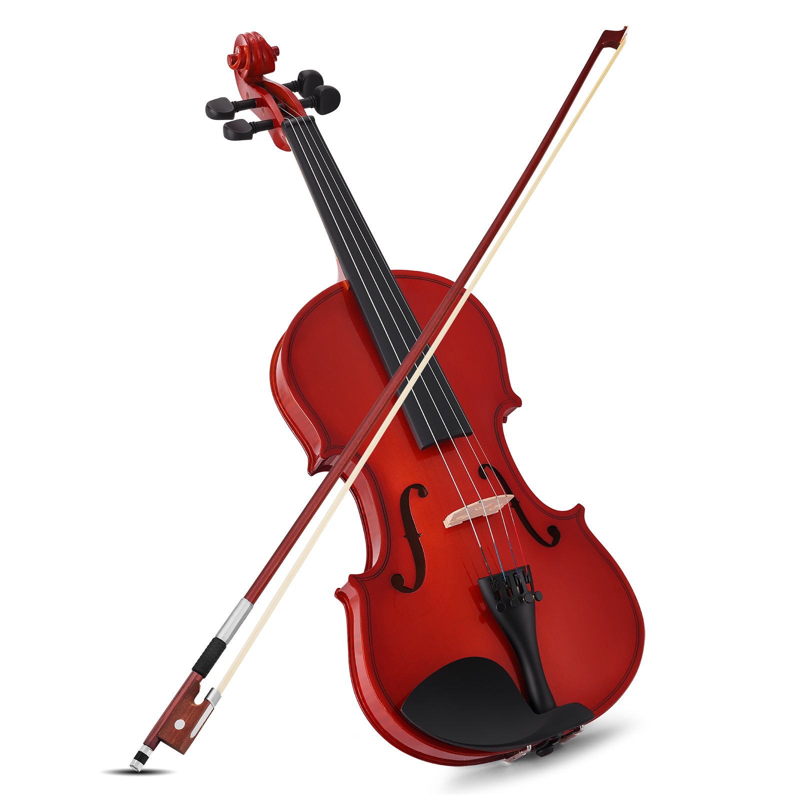 MUSTAR V100, 4/4 Violin for Beginners, Red-brown, Full Set with Bow, Rosins, Hard Case, Mute, Fingerboard Stickers, Shoulder Rest