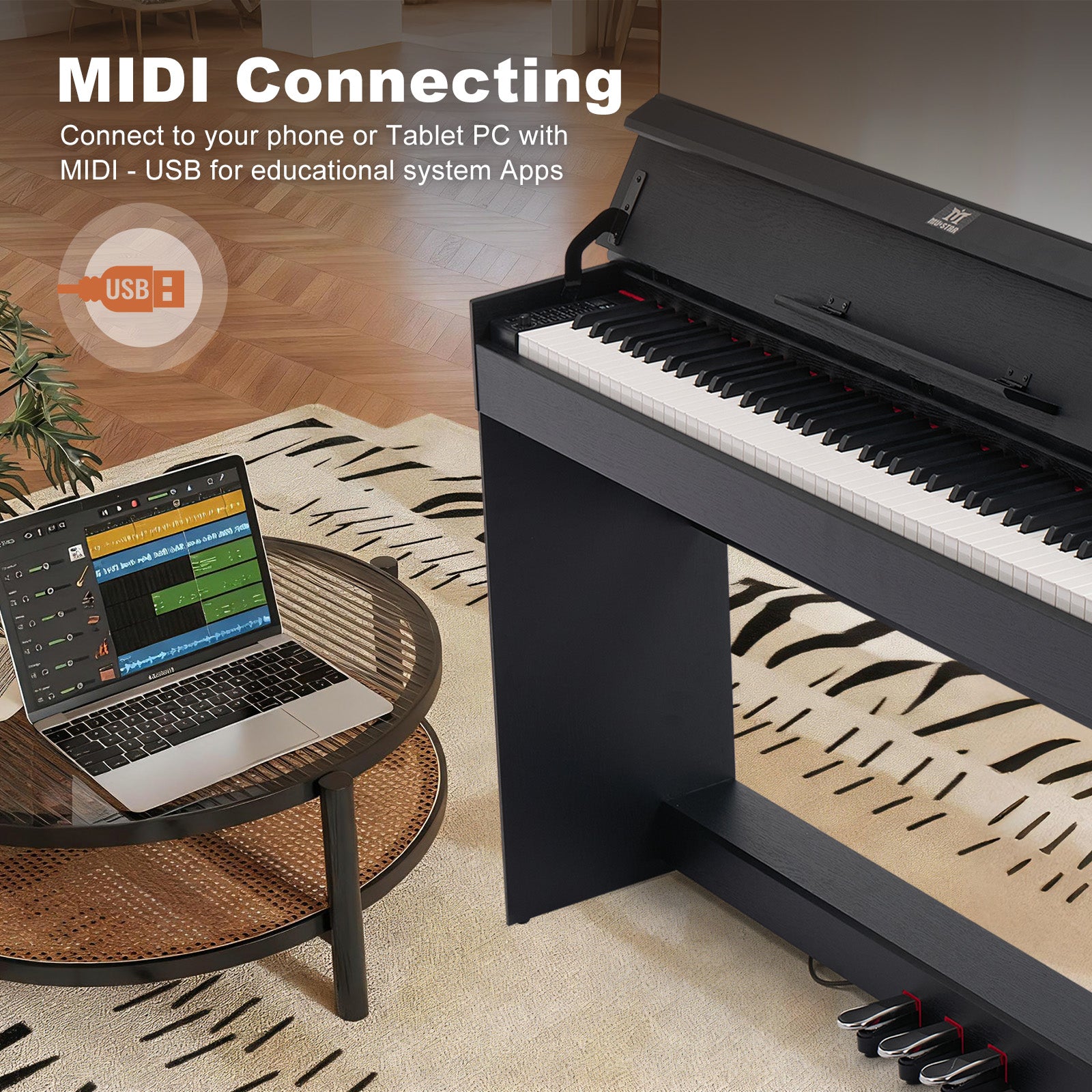 MUSTAR MDP-3300, 88 keys Upright Digital Piano, Fully Weighted Keyboard Piano, FSC Wooden Electronic Keyboards for Beginners