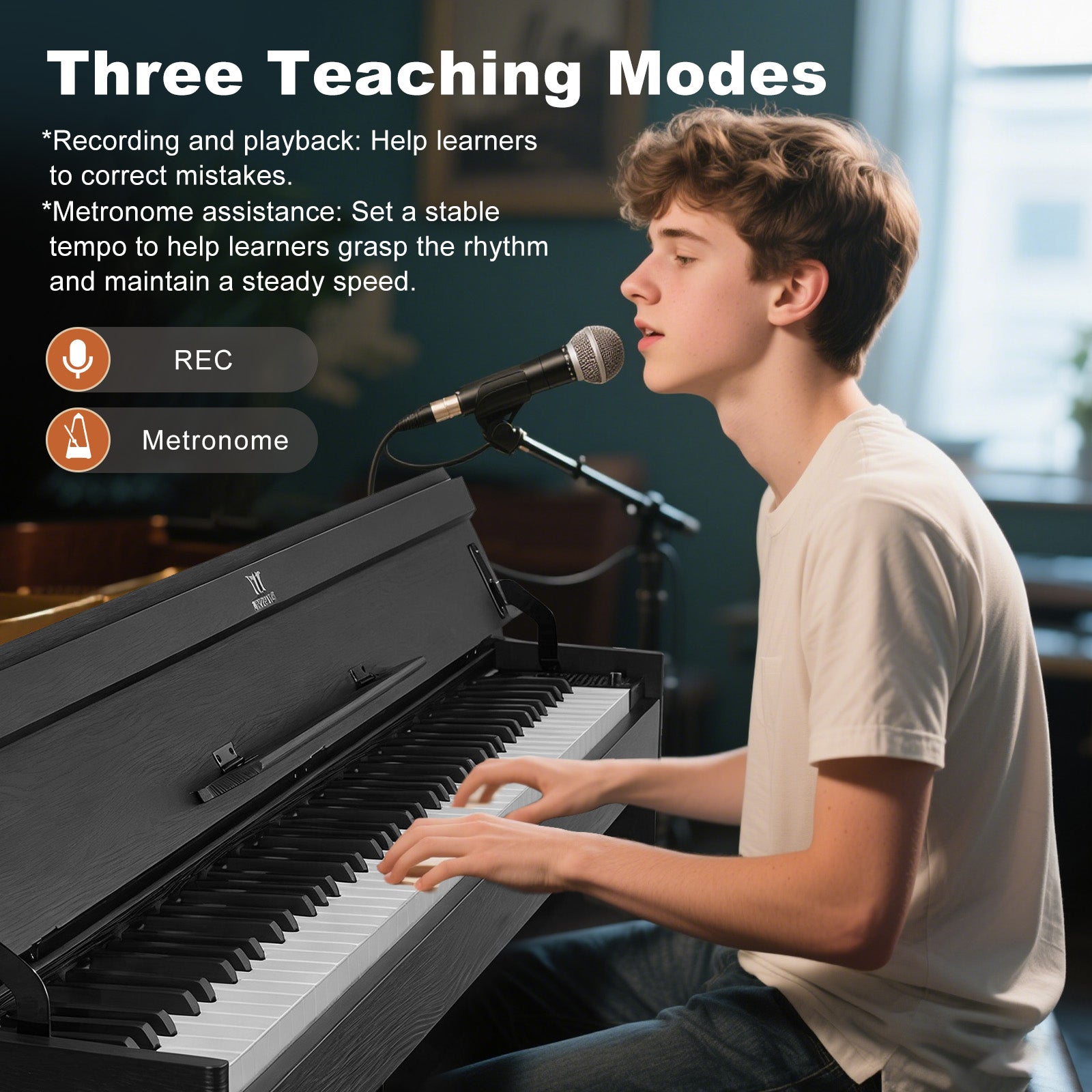 MUSTAR MDP-3300, 88 keys Upright Digital Piano, Fully Weighted Keyboard Piano, FSC Wooden Electronic Keyboards for Beginners