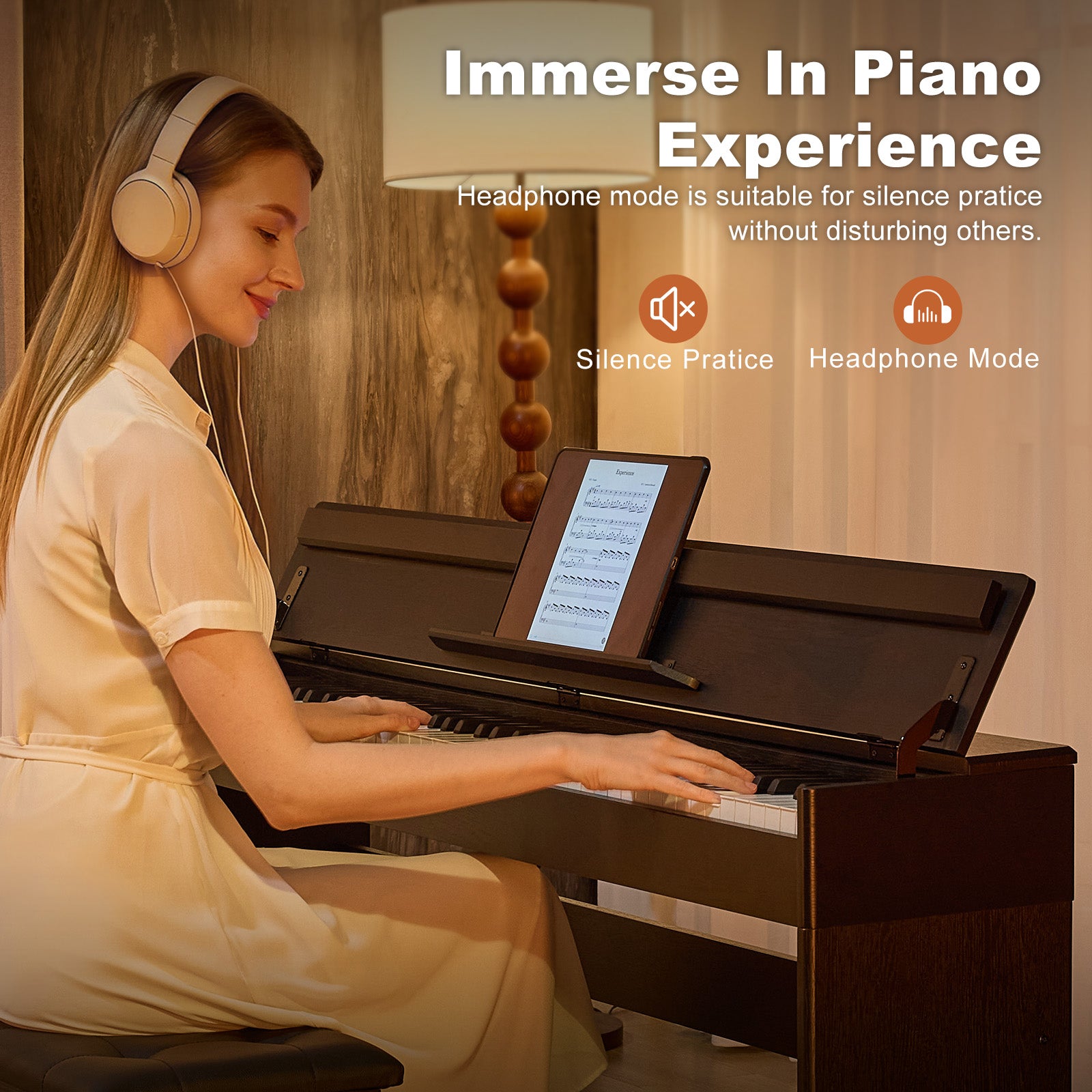 MUSTAR MDP-3300, 88 keys Upright Digital Piano, Fully Weighted Keyboard Piano, FSC Wooden Electronic Keyboards for Beginners